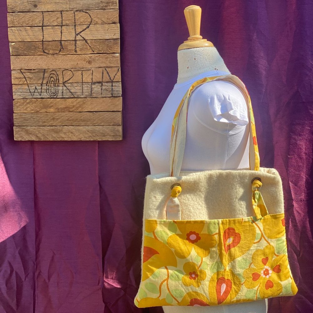 Jo Seston Handcrafted Buttercup Yellow Floral Tote Bag